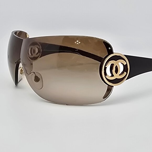 CHANEL Accessories - Chanel 4145 c.349/13 Brown Frame Brown Gradient Lens Oversized Shield Sunglasses